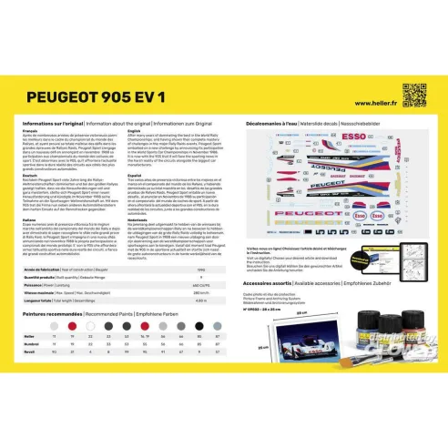 Maquette de voiture Peugeot 905 Ev 1 1:24 - Heller 80718