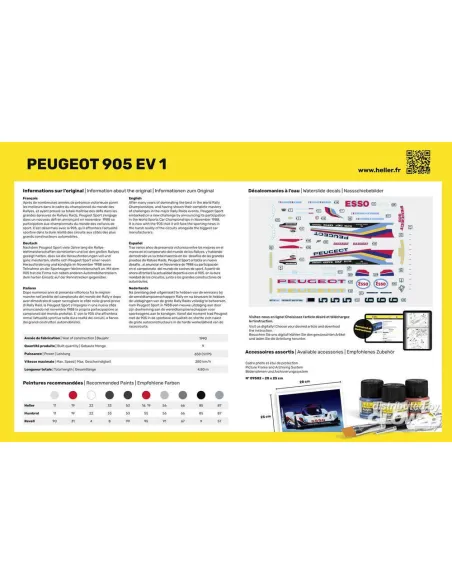 Maquette de voiture Peugeot 905 Ev 1 1:24 - Heller 80718