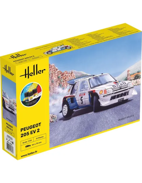 Maquette de voiture Peugeot 205 Ev 2 1/24 - Starter Kit - Heller 56716