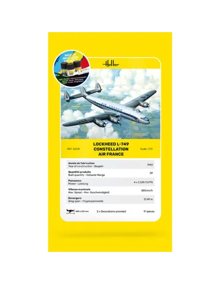Maquette avion L-749 Constellation A.F. 1:72 - Starter Kit - Heller 56310
