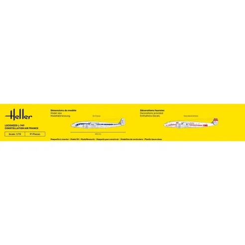 Maquette avion L-749 Constellation A.F. 1:72 - Starter Kit - Heller 56310