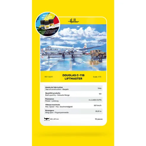 Maquette avion C-118 Liftmaster 1:72 - Starter Kit - Heller 56317