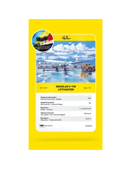 Maquette avion C-118 Liftmaster 1:72 - Starter Kit - Heller 56317