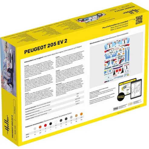 Maquette de voiture Peugeot 205 Ev 2 1/24 - Starter Kit - Heller 56716