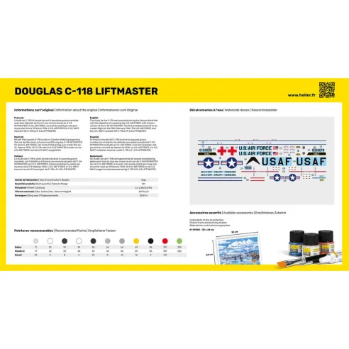 Maquette avion C-118 Liftmaster 1:72 - Starter Kit - Heller 56317
