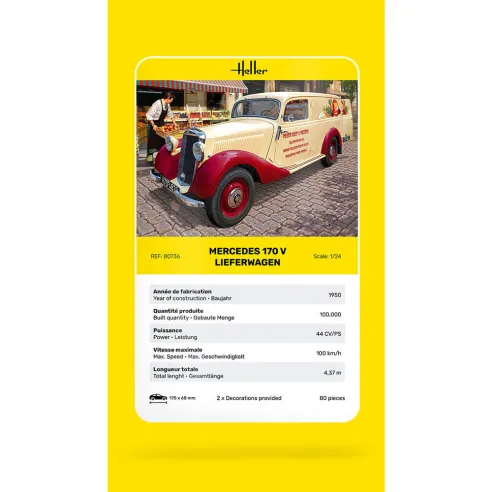 Maquette voiture Mb 170 Lieferwagen 1:24 - Heller 80736