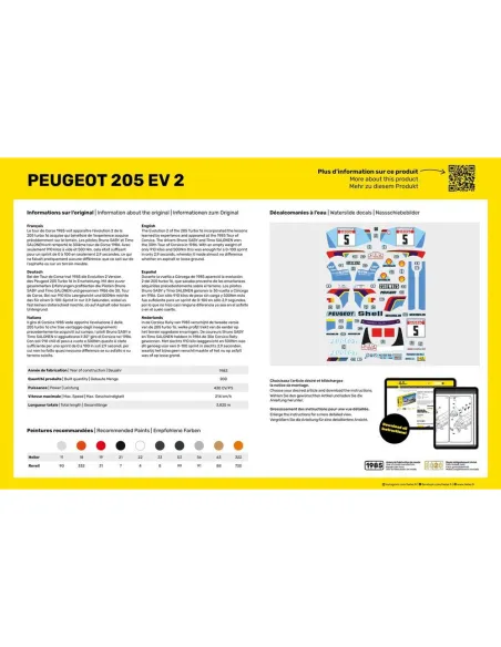 Maquette de voiture Peugeot 205 Ev 2 1/24 - Starter Kit - Heller 56716