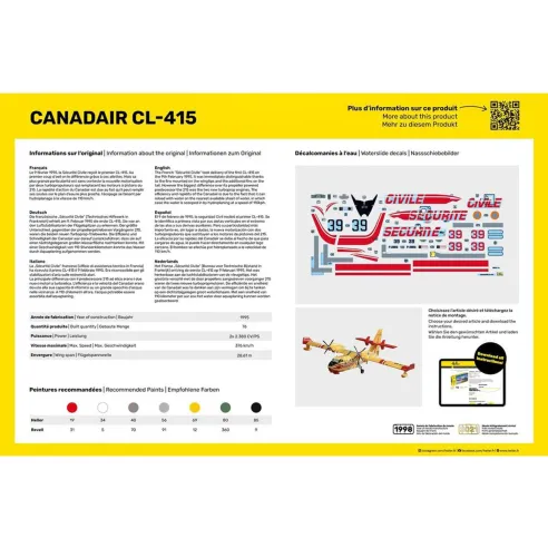 Maquette avion Canadair Cl 1:72 - Starter Kit - Heller 56370