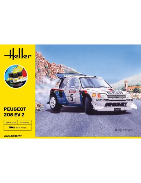 Maquette de voiture Peugeot 205 Ev 2 1/24 - Starter Kit - Heller 56716