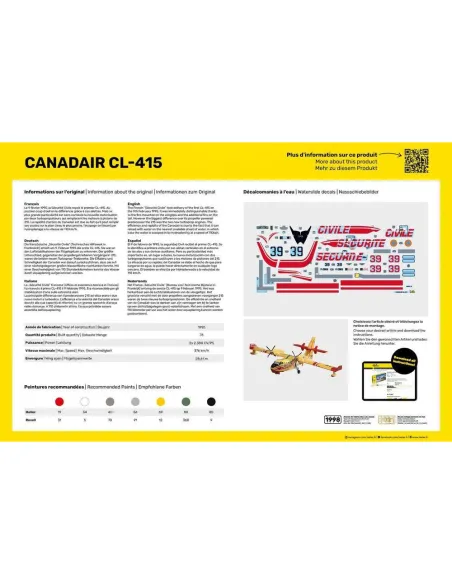 Maquette avion Canadair Cl 1:72 - Starter Kit - Heller 56370