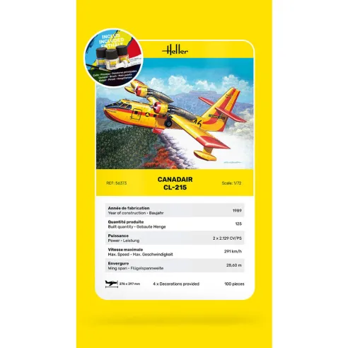 Maquette avion Canadair Cl 1:72 - Starter Kit - Heller 56373