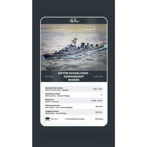 Maquette bateau Victor Schoelcher - Commandant Riviere 1:400 - Heller 81015
