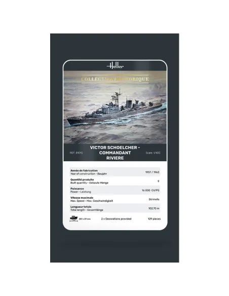 Maquette bateau Victor Schoelcher - Commandant Riviere 1:400 - Heller 81015 Maquette bateau Victor Schoelcher - Commandant Riviere 1:400 - Heller 81015