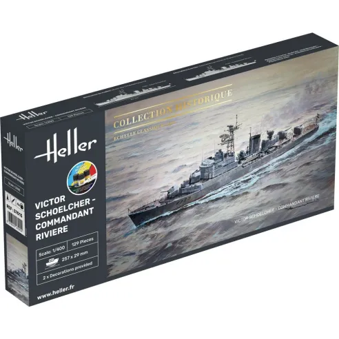 Maquette bateau Victor Schoelcher - Commandant Riviere 1:400 - Starter Kit - Heller 57015