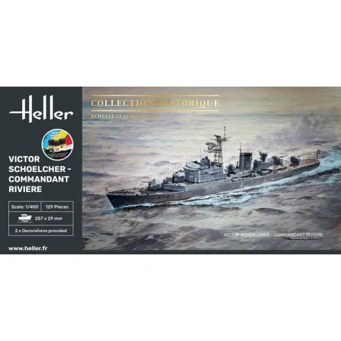 Maquette bateau Victor Schoelcher - Commandant Riviere 1:400 - Starter Kit - Heller 57015