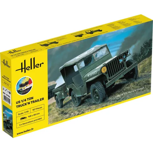 Us 1/4 Ton Truck 'n Trailer 1:35 - Starter Kit - Heller 57105