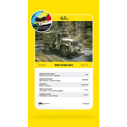 Maquette militaire Gmc Cckw 352 1/72 - Starter Kit - Heller 56996