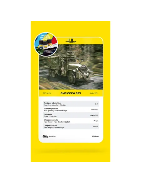 Maquette militaire Gmc Cckw 352 1/72 - Starter Kit - Heller 56996