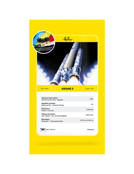 Maquette fusée Ariane 5 1:125 - Starter Kit - Heller 56441