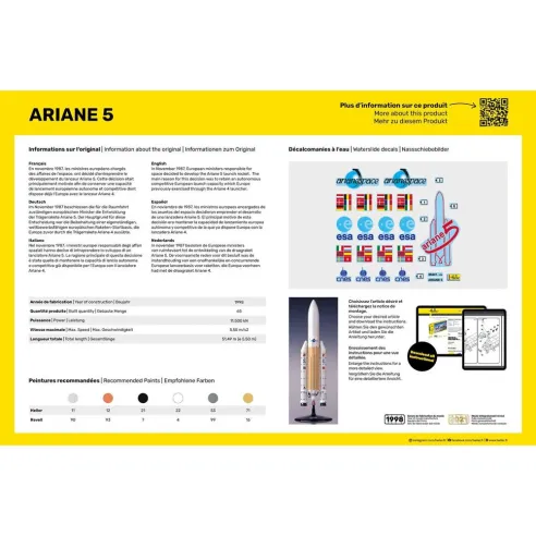 Maquette fusée Ariane 5 1:125 - Starter Kit - Heller 56441