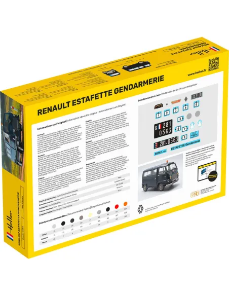 Maquette véhicule gendarmerie Renault Estafette Gendarmerie New Mould 1:24 - Heller 80742