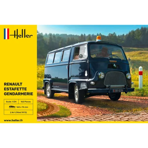Maquette véhicule gendarmerie Renault Estafette Gendarmerie New Mould 1:24 - Heller 80742