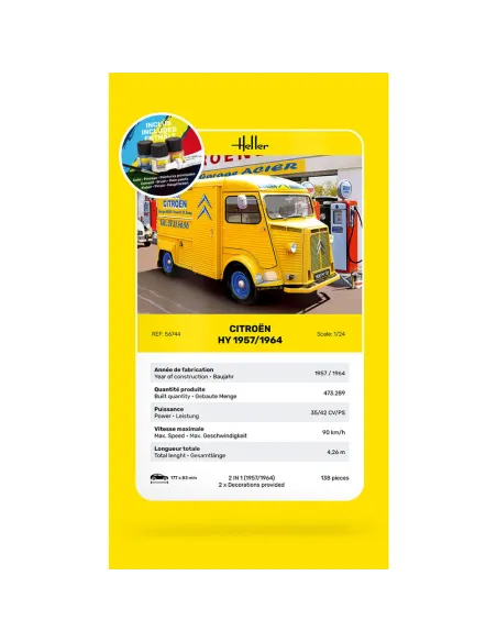 Maquette véhicule Citroen Type H 2 decorations 1:24 - Starter Kit - Heller 56744