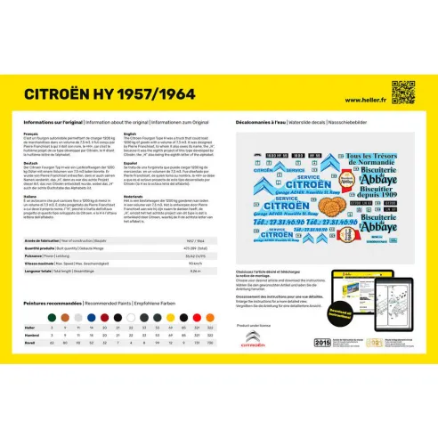 Maquette véhicule Citroen Type H 2 decorations 1:24 - Starter Kit - Heller 56744