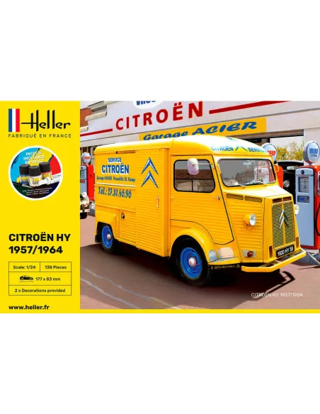 Maquette véhicule Citroen Type H 2 decorations 1:24 - Starter Kit - Heller 56744