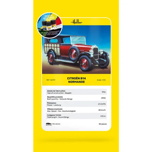 Maquette voiture Citroen B14 Normande 1:24 - Starter Kit - Heller 56729