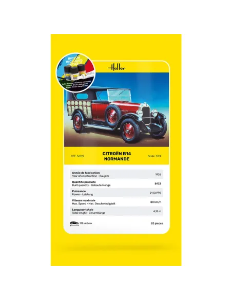 Maquette voiture Citroen B14 Normande 1:24 - Starter Kit - Heller 56729
