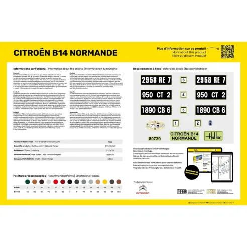 Maquette voiture Citroen B14 Normande 1:24 - Starter Kit - Heller 56729