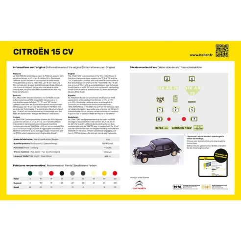 Maquette voiture Citroen 15 Cv 1:24 - Heller 80763