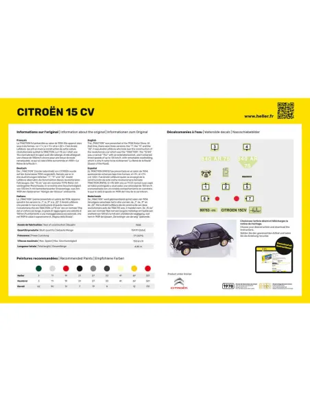 Maquette voiture Citroen 15 Cv 1:24 - Heller 80763