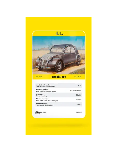 Maquette voiture Citroen 2 Cv 1:43 - Heller 80175