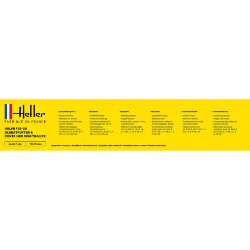 Maquette camion 20 Globetrotter & Container semi trailer 1:32 - Heller 81702