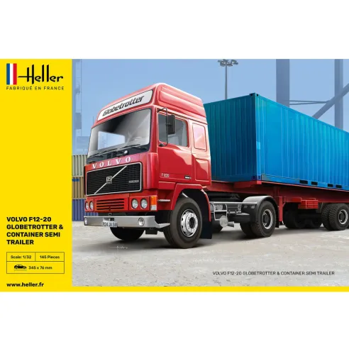 Maquette camion 20 Globetrotter & Container semi trailer 1:32 - Heller 81702