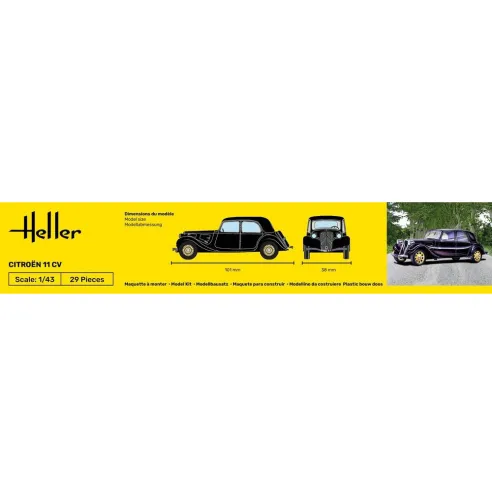 Maquette voiture Citroen 11 Cv 1:43 - Starter Kit - Heller 56159