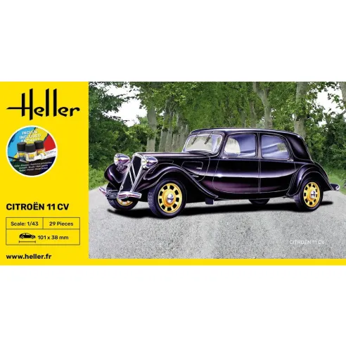 Maquette voiture Citroen 11 Cv 1:43 - Starter Kit - Heller 56159