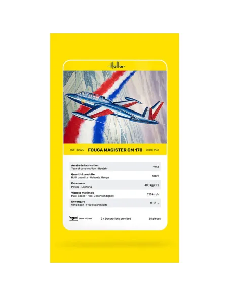 Maquette avion Fouga Magister Cm 170 1:72 - Heller 80220