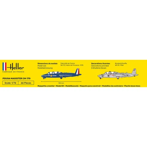 Maquette avion Fouga Magister Cm 170 1:72 - Heller 80220