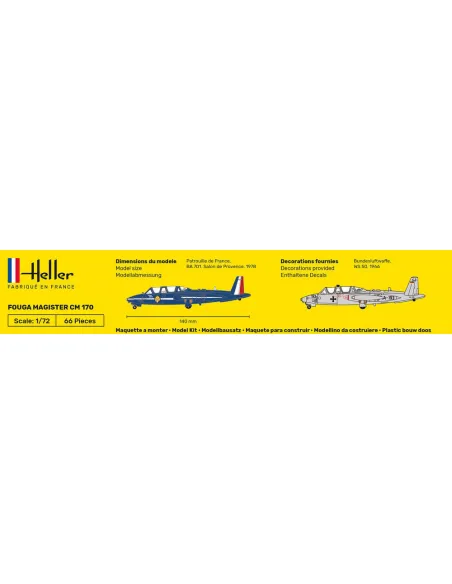 Maquette avion Fouga Magister Cm 170 1:72 - Heller 80220