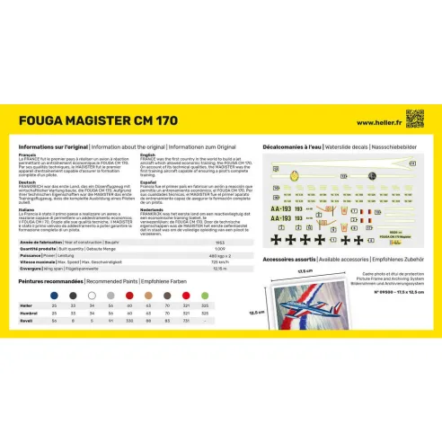 Maquette avion Fouga Magister Cm 170 1:72 - Heller 80220