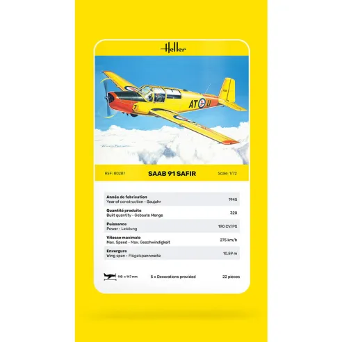 Maquette avion Safir 91 1:72 - Heller 80287