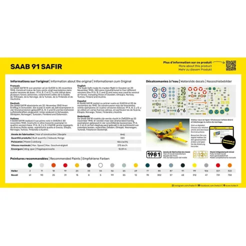 Maquette avion Safir 91 1:72 - Heller 80287