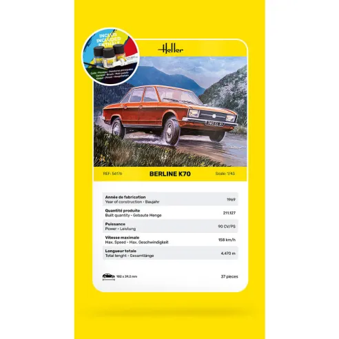 Maquette voiture K70 1:43 - Starter Kit - Heller 56176