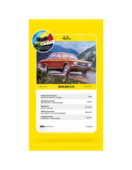 Maquette voiture K70 1:43 - Starter Kit - Heller 56176