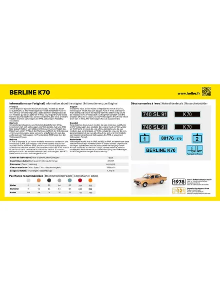 Maquette voiture K70 1:43 - Starter Kit - Heller 56176