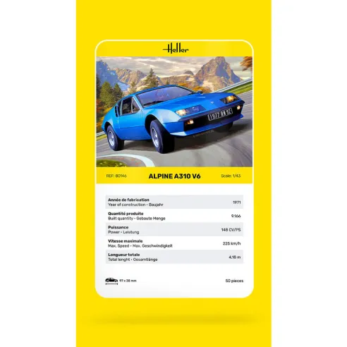 Maquette voiture Alpine A310 1:43 - Heller 80146