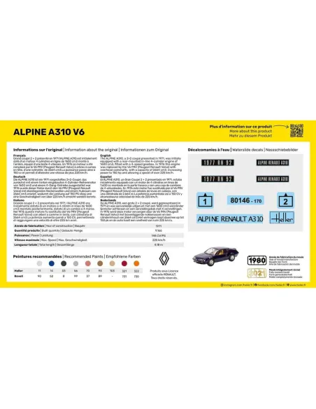 Maquette voiture Alpine A310 1:43 - Heller 80146